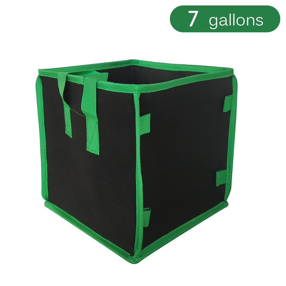 Vierkante Grow Bag 3/5/7/10 Gallon Plant Pot Niet-geweven Zwart Groen Tuin Gereedschap Draagbare planten Container Met Handvat: 7 Gallon