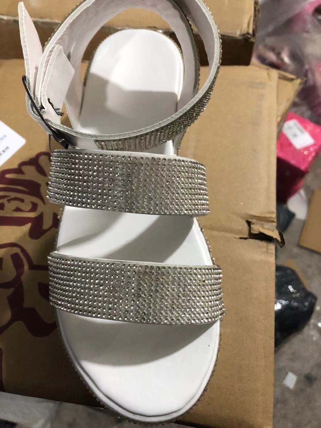 Shiny Rhinestone Platform Bling Beach Sole Ankle Strap Women Sandals Ladies Sports Style Wedges Casual Shoes Big Size 43 AC775