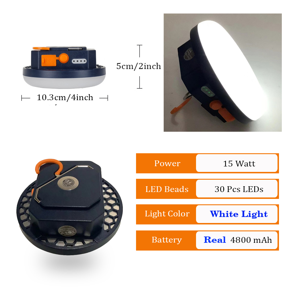 Lanterna de acampamento portátil recarregável luz forte lâmpada acampamento lâmpada led emergência alta potência tenda iluminação lanterna equipamentos: 5w