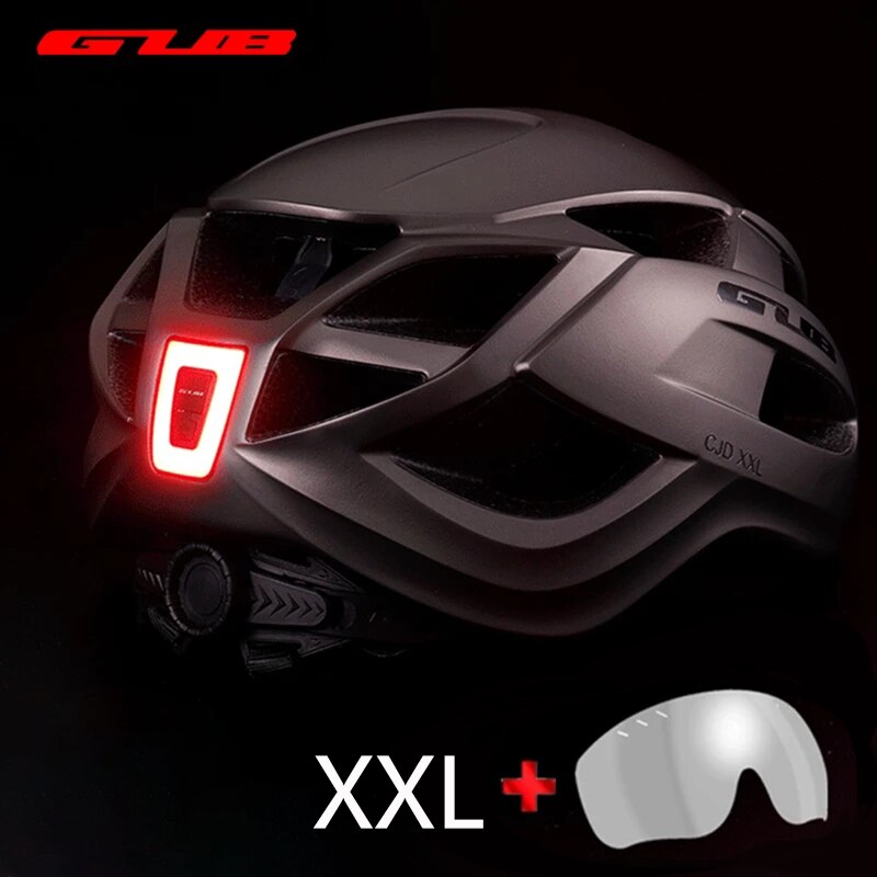 Cycling Helmet With LED Light USB Rechargeable Intergrally-Molded MTB Road Bike Helmet With Goggles XXL 58-65CM Safety Cap