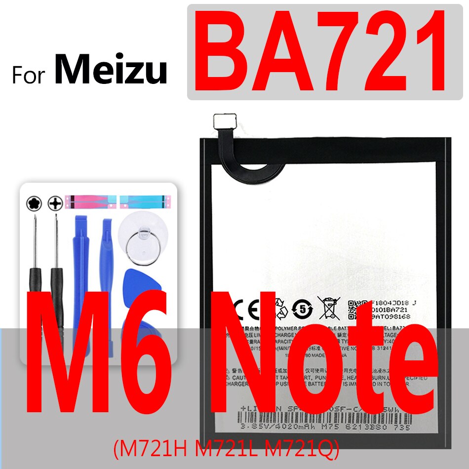 BT61 BA621 BA721 batería para Meizu Meizy M3 M5 M6 nota M1 M2 M3 mini M3S M5 S M5 C L681H L681Q M6 81H M6 81Q M6 21H M721H M721L M721Q: BA721