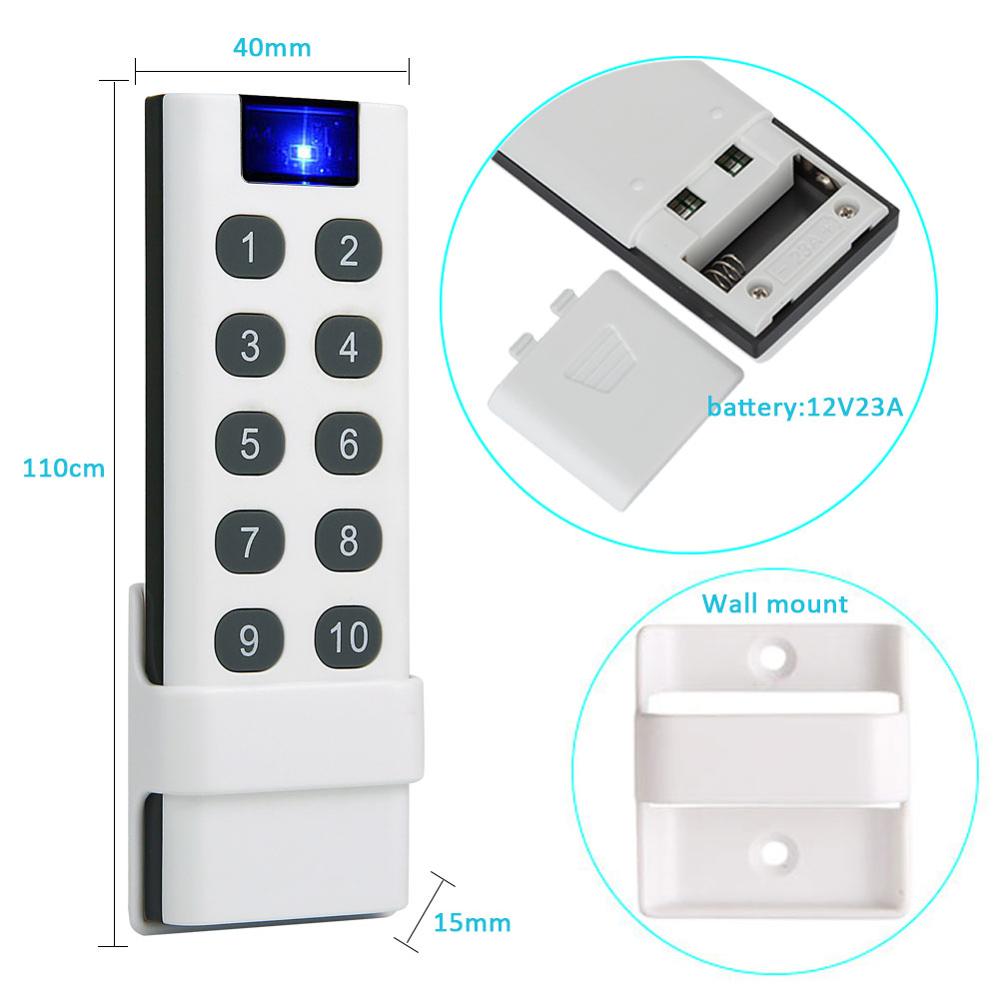 200M 433Mhz Universele Draadloze Afstandsbediening, 1/2/4/6/8/10 Knoppen, muur Gemonteerde, Kan Controle Ktnnkg Remote Ontvanger.