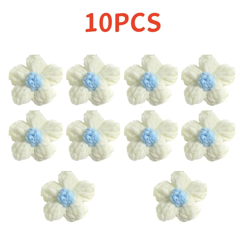 10 Uds. De cabeza de flor tejida, adorno de ramo de hilo de ganchillo, clavel, broche de horquilla tejido a mano, accesorios de costura DIY: Marrón