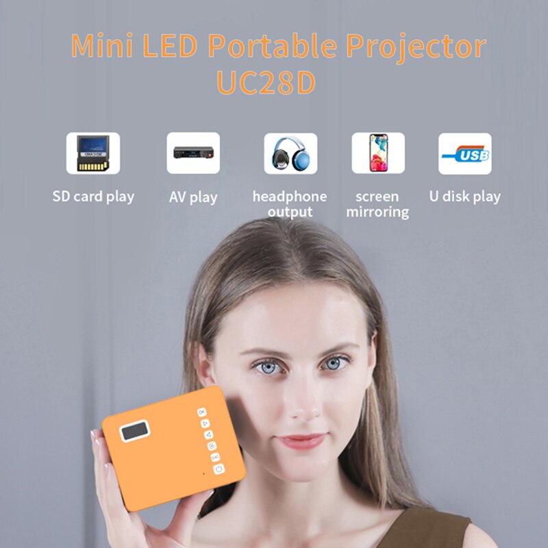 Mini projecteur vidéo Portable HD 16.7M, cinéma à domicile, fournitures de bureau, Support de téléphone Portable, jeu vidéo LCD UC28D