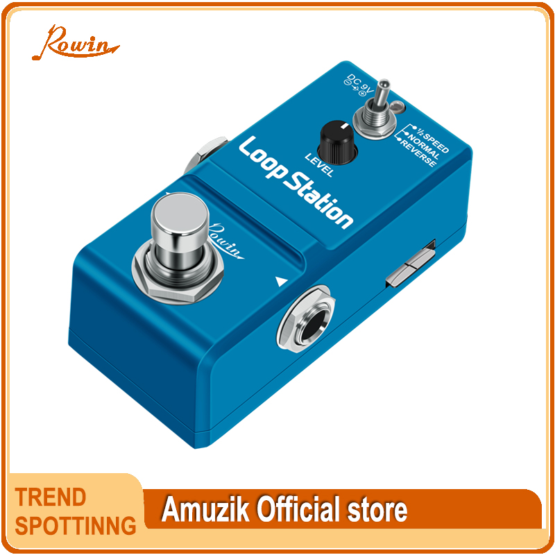 Rowin-Mini Loop Station Pedal Looper Effect Pedals for Electric Guitar, 10 Min Recording, Unlimited Overdub, 3 Modes: Red