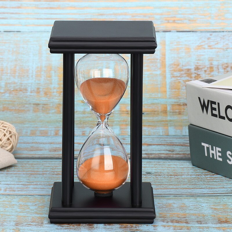 45/60 Minutes Hourglass Sand Timer Kitchen School Modern Wooden Hour Glass Sandglass Sand Clock Tea Timers Home Decoration: Black Orange / 60mins