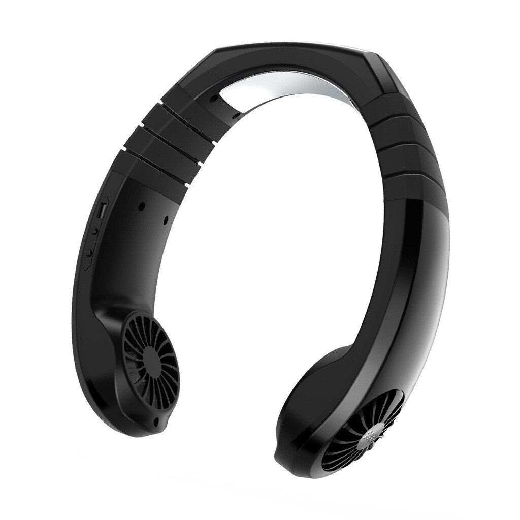 Zomer Mini Usb Draagbare Ventilator Hals Met Oplaadbare Batterij Ultra Stille Wind Wearable Ventilator Handheld Luchtkoeler Conditioner: Black