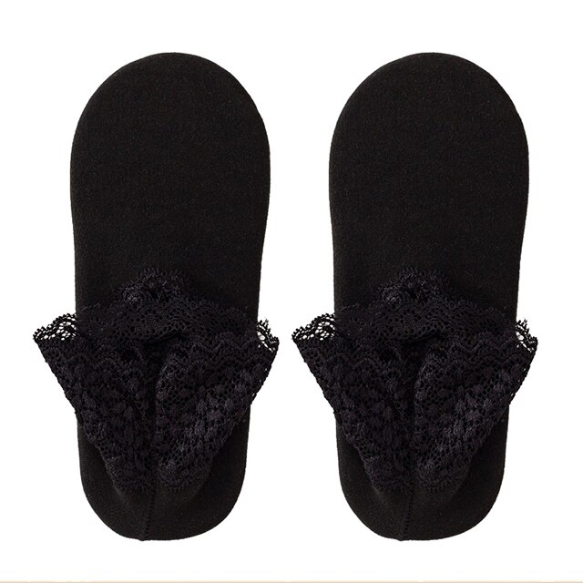 1 Pairs Thicken Winter Lace Women Socks Warm Thermal Soft Solid Color Socks Wool Cashmere Snow Velvet Socks Home Floor Socks: black