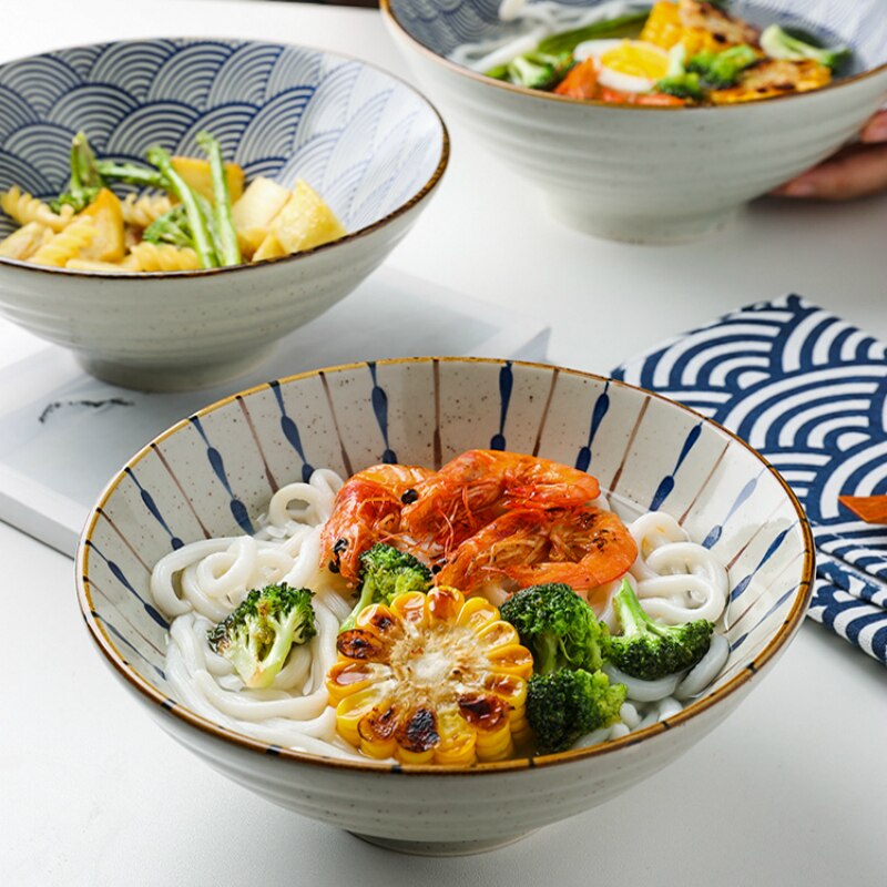 Japanse 8 Inch Creatieve Servies Commerciële Bamboe Hoed Keramische Kom, Huishoudelijke Grote Ramen, Rijst, Noedels, soepkom