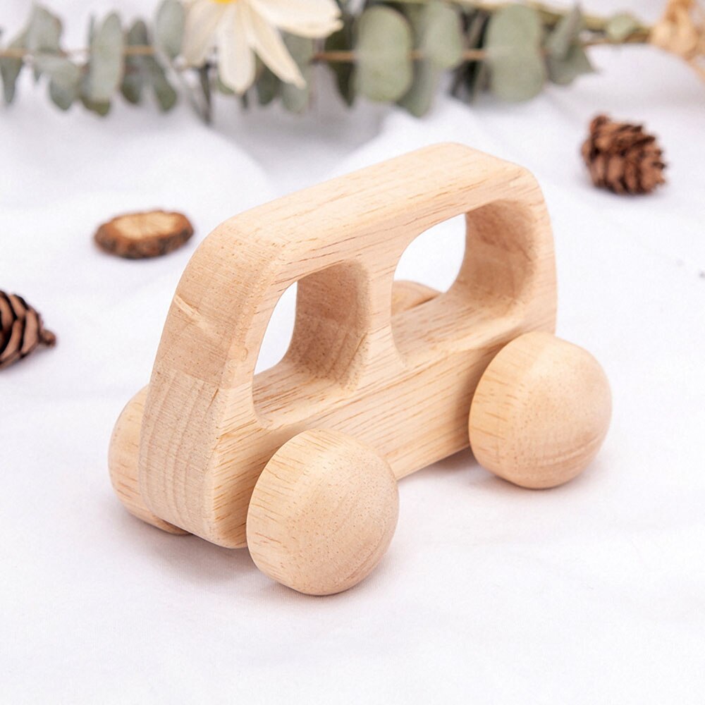 1Pc Peuter Baby Houten Kar Bijtring Inertie Trolley Auto Baby Grijpen Spier Meting Training Handgemaakte Houten Baby Speelgoed: E