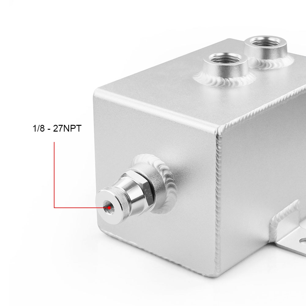2L Universal Car Aluminum Oil Catch Tank Silver Black Fuel Tanks With Breather &amp; Filter Drain Tap 2LT Baffled RS-OCC010