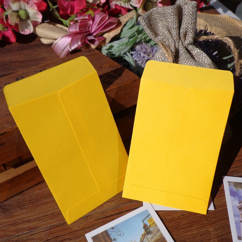 Sobres de papel en blanco Retro Para 20 piezas, color amarillo, sobre de invitación, tarjeta de , papelería para Favor de , bolsa de papel de 7x10cm + 1,5 cm