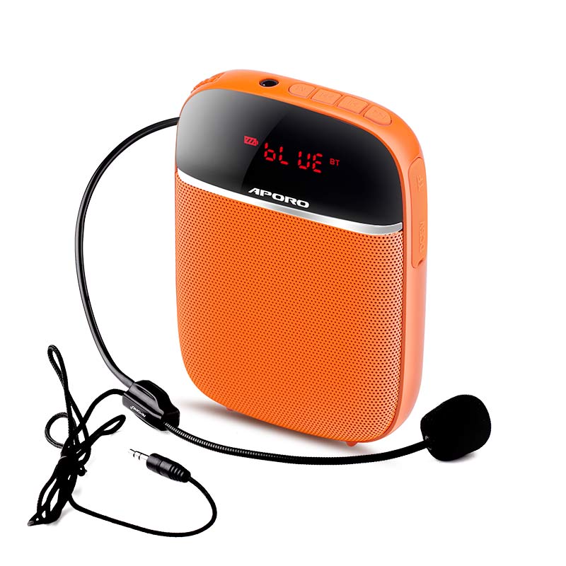 Lærer stemmeforstærker kablet mikrofon 10w mini til professor mødeguide bærbar megafon højttaler amplificador voz: Orange