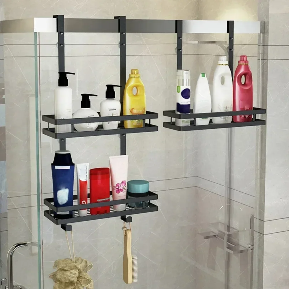 Roestvrij staal hangende badplank opslag zonder boor mandhouder enkele dubbellaags douche shampoo plank badkameraccessoires