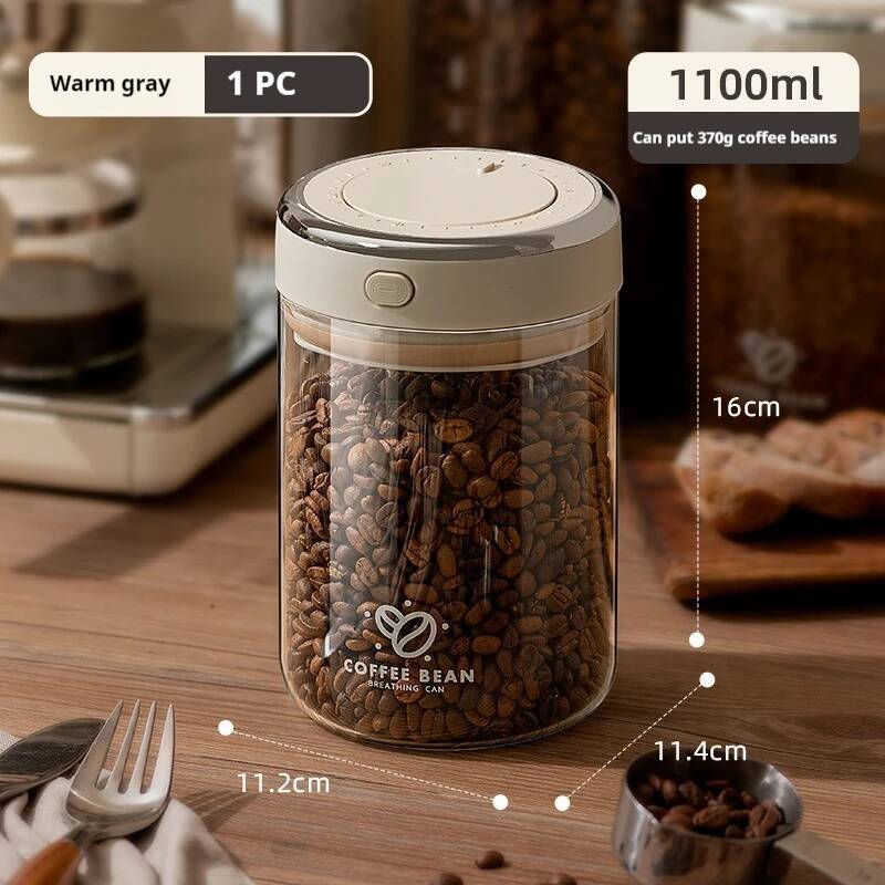 500/1100/1700ml Vacuum Coffee Sealed Jar With Date Tracker And Waking Bean Vae Storage Containers For Grain, Snack, Sugar, Tea: Chocolate