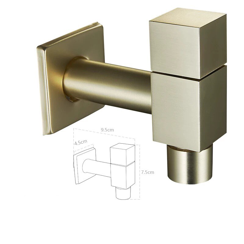 Gold brush Copper Cold&amp Triangle Valve Sealing tap Valve Gold Brass faucet Valve single cold valve tap: C
