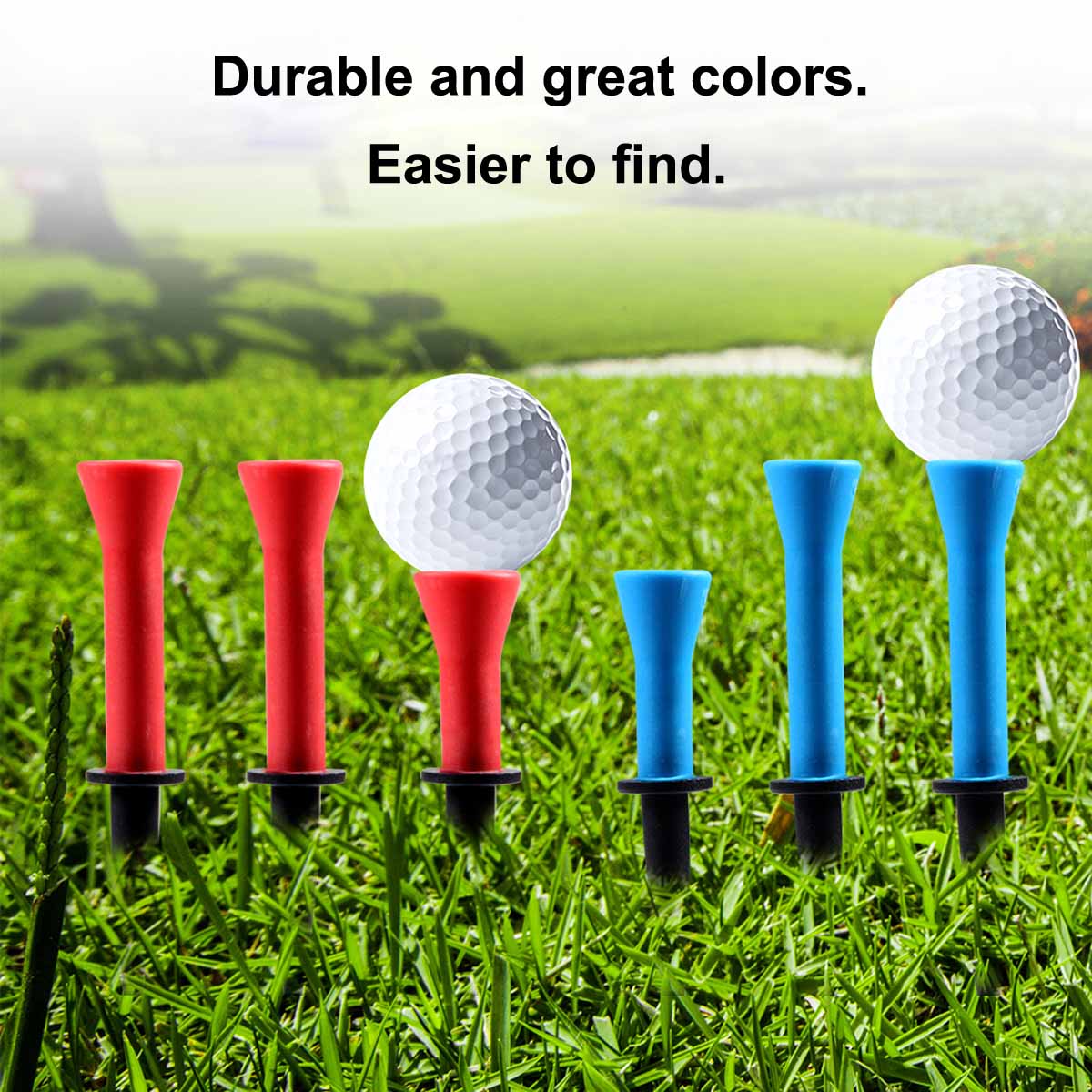 GLOOF 58mm 76mm Plastic Golf tees with Soft Rubber Cushion Top Cover Pack of 12,Almost Unbreakable,Practicing for Golfer