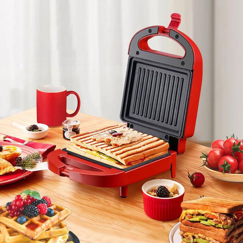Bærbar elektrisk dobbelt vafler sandwichmaskine non-stick multifunktionel toast brød morgenmadsmaskine 220v m7df