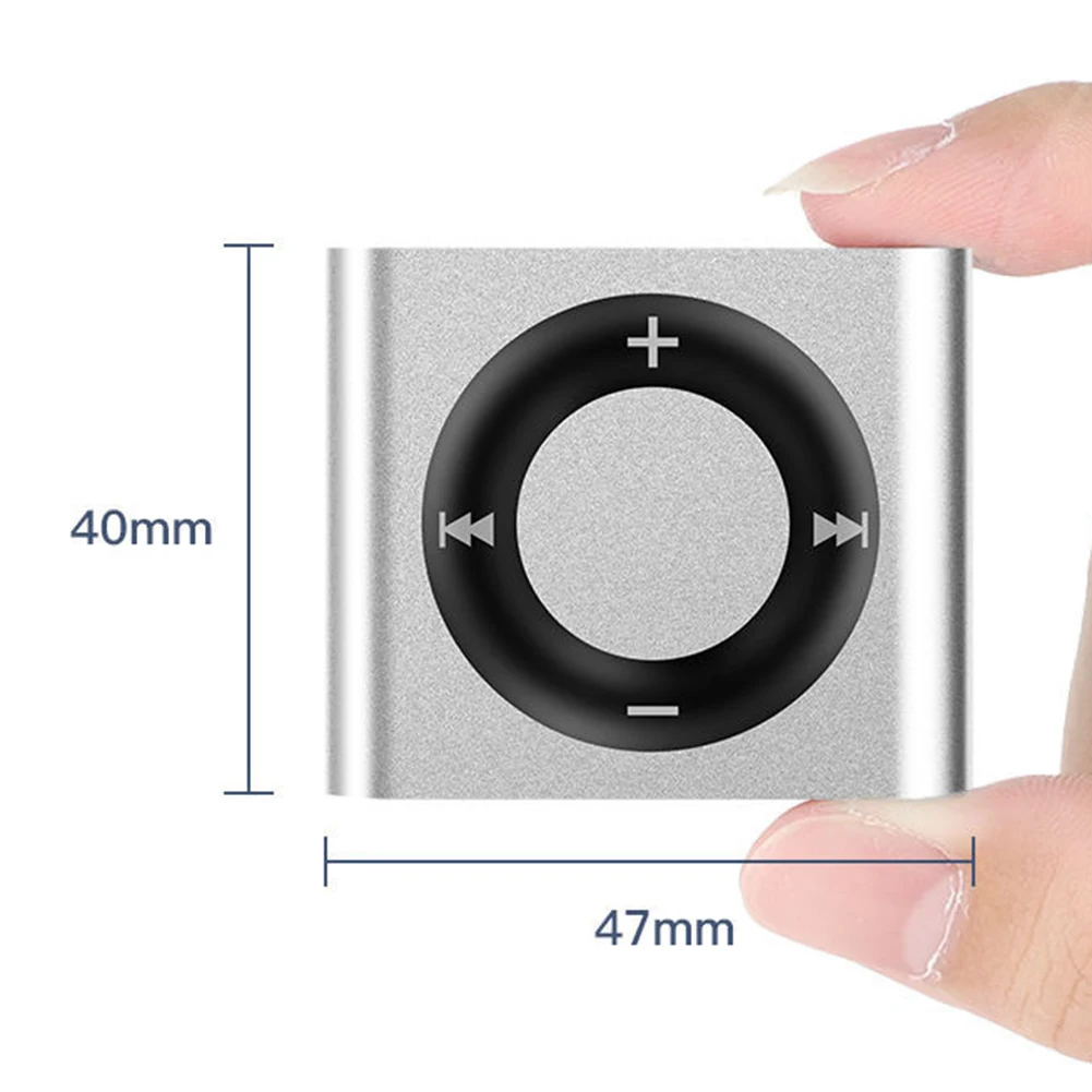 Mini-MP3-Player, Metall-Clip-on-Sportmusik-Player, 64 G-Erweiterung, 180 mAh, eingebauter Lautsprecher, Touch-Tone mit Kopfhörer für Studenten