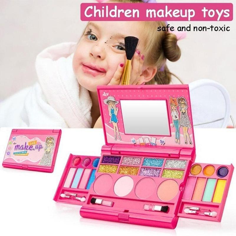 Baby Girls Set Toys Pretend Play Cosmetic Bag Beauty Hair Toy Makeup Tools Kit Children Pretend Play Toys