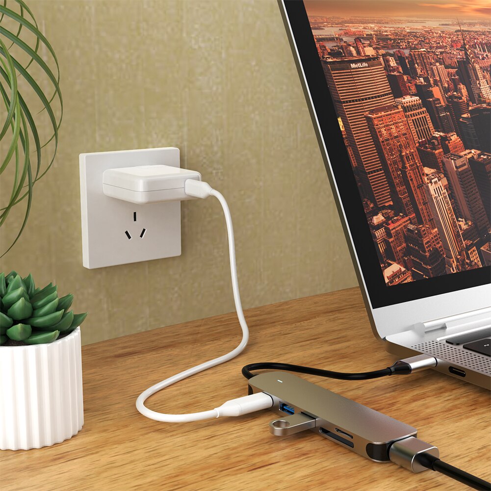 6 in 1 USB Type-C HUB Converter Docking Station USB 2.0 USB 3.0 Splitter SD TF Reader 4K HDMI 60W PD Charging Adapter