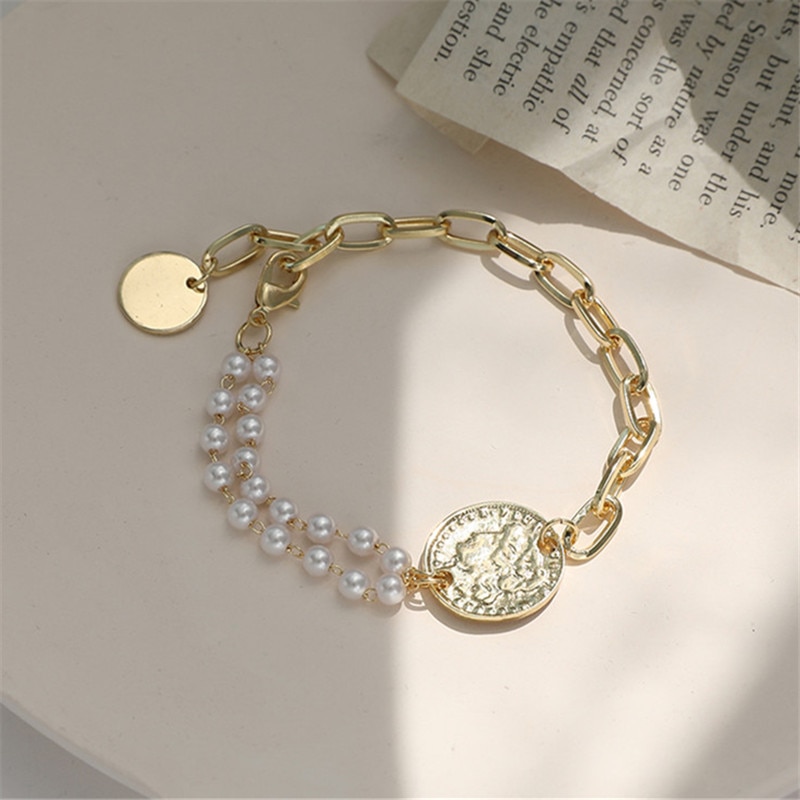 Zuid-korea Golden. Onregelmatige Barokke Kralen Armband Geometrische Kwastje Armband Sieraden Armband Lady 'S Party