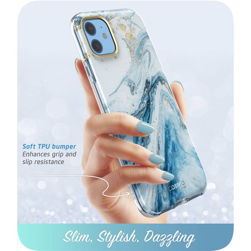 i-Blason For iPhone 11 Case 6.1 inch Release) Cosmo Full-Body Glitter Marble Bumper Cover with Built-in Screen Protector