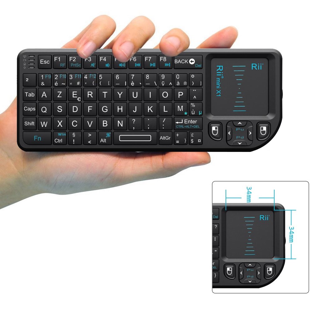 Rii X1 2.4GHz Mini Wireless Keyboard English/ES/FR Keyboards with TouchPad for Android TV Box/PC/Laptop: Pewter