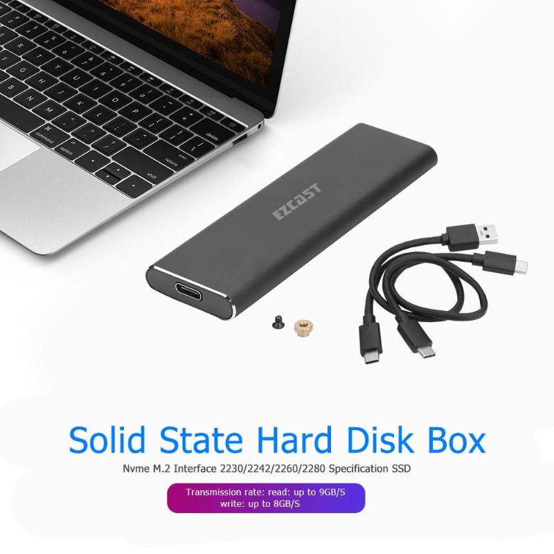 M2 SSD Case NVME PCIe HDD Box Enclosure Extrenal Hard Disk Drive Case M.2 to USB Type C 3.1 GEN2 M Key Adapter