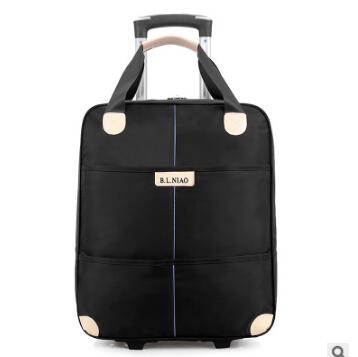 travel trolley bag with wheels women men Unisex luggage bag on wheel suitcase Travel Duffle Oxford Travel bag on wheels: black