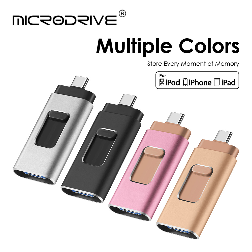 Usb-minnen 4 in, 1 typ c-kompatibel iphone/ios/apple/ipad/android och  pc 512gb lightning otg jump drive 3.0 usb-minnen