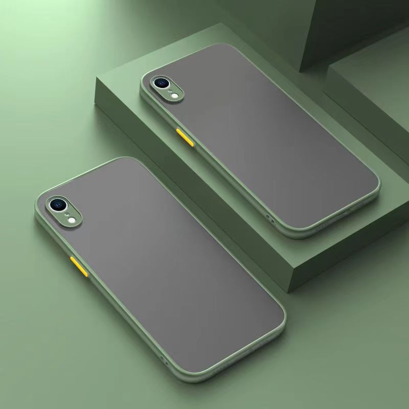 Custodia opaca antiurto per iphone xs max xr xs  x 6 6s 7 8 plus se se custodia rigida trasparente in silicone per pc: Fibra di carbonio / Azzurro cielo