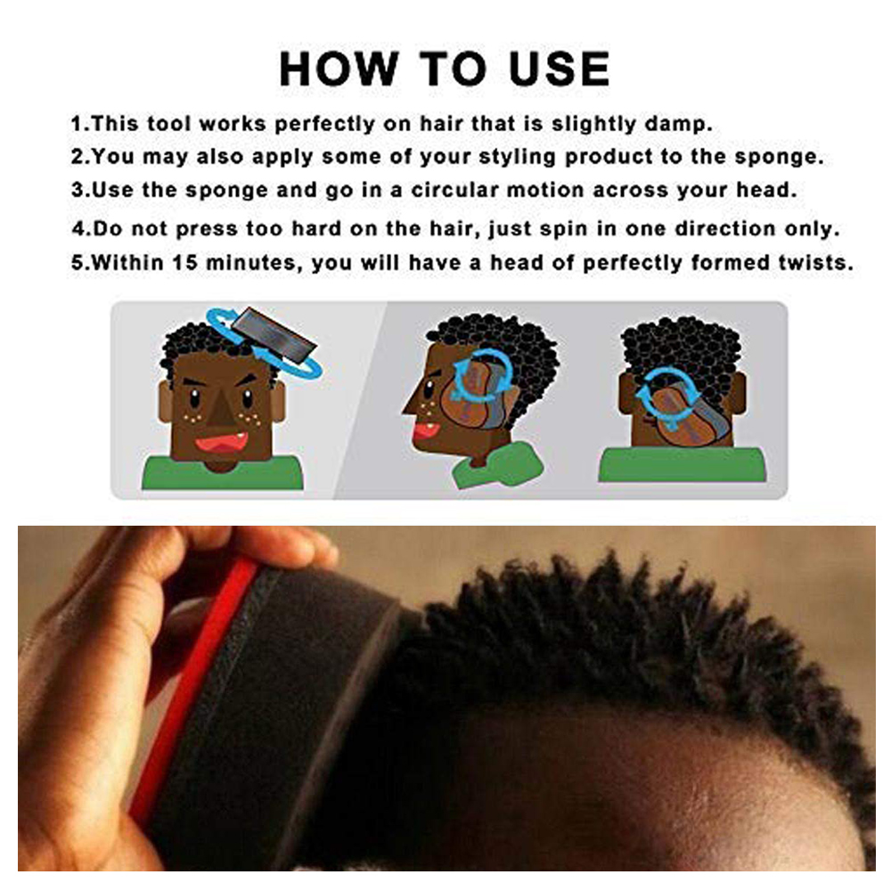 Magic Twist Hair Sponge Barber Hair Brush Sponge Styling Tool For Afro Curl, Coils, Dreadlocks Braiding Hair Sponge Brushes
