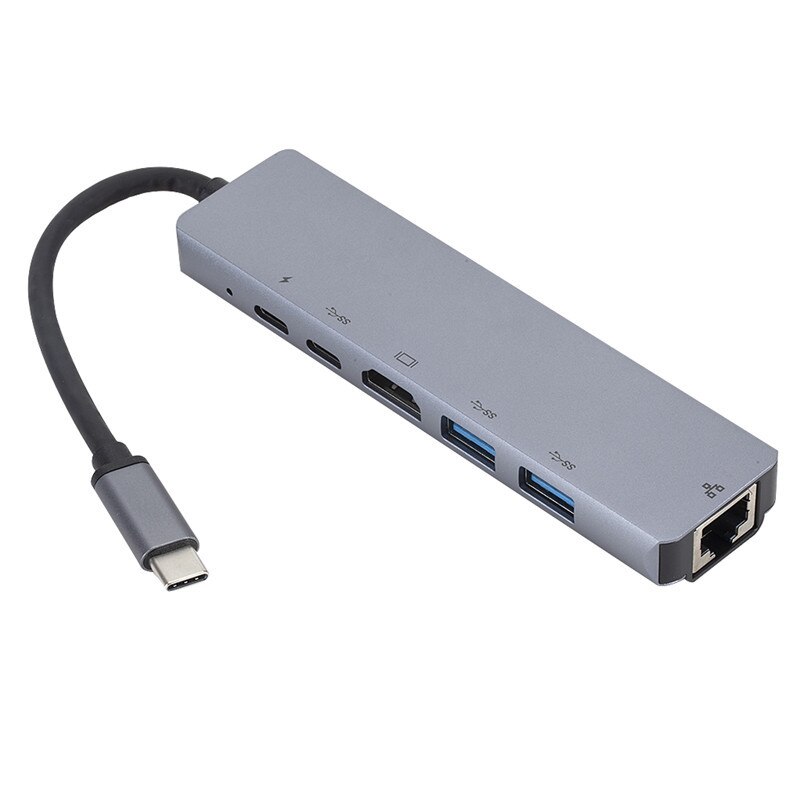8 in 1 Aluminum alloy USB-C HUB Type-C To HDMI+USB 3.0+PD charging cable RJ45 Ethernet Micro SDTF OTG Adapter 3 in 1, 5 in 1: 6 in 1