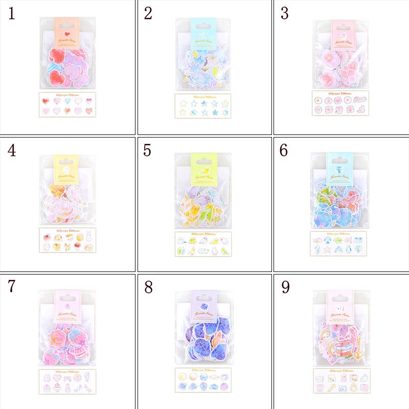 Autocollants décoratifs flocons coeur étoile fleur Scrapbooking, étiquette flocons mignon Kawaii pour Album journal intime, pour élèves de l&#39;école, DIY bricolage, 70 pièces/paquet