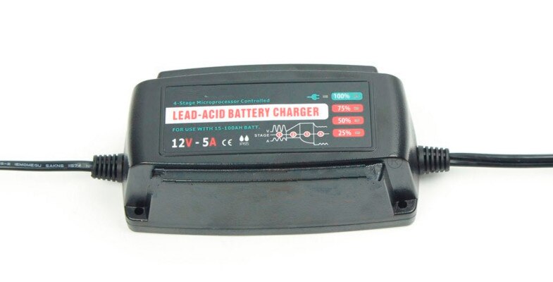 12V 5A Automatic Smart Battery Charger, Maintainer & Desulfator for Lead Acid Batteries, Waterproof Car Battery Charger