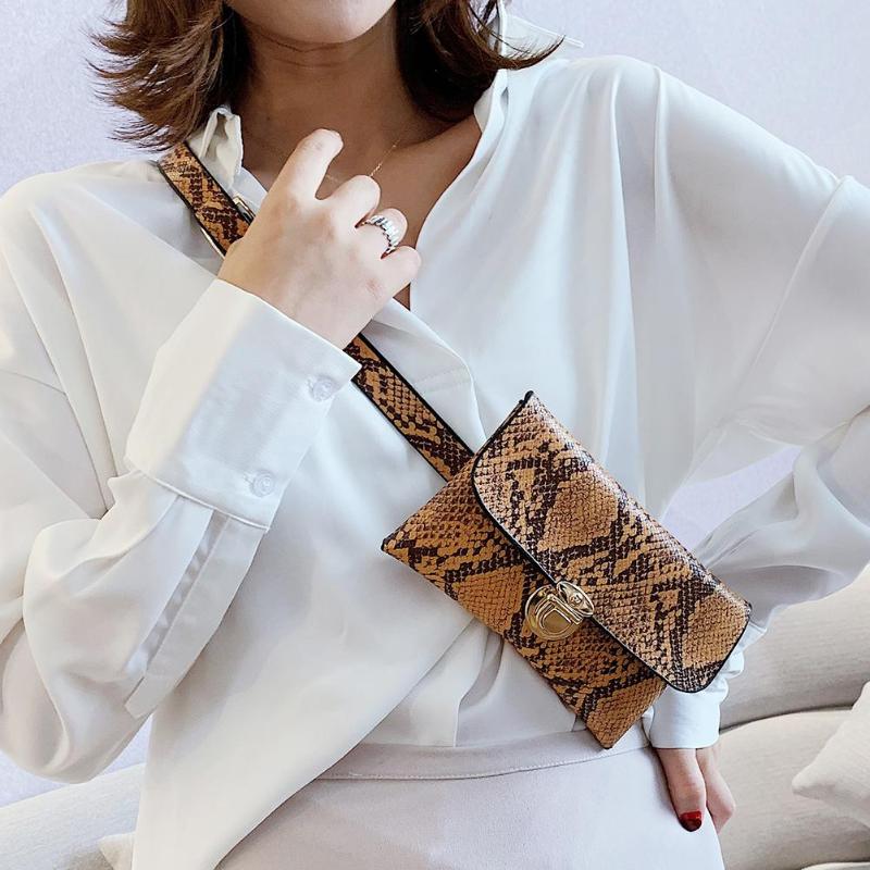 Vrouwen Snake Skin Print Taille Bag Pu Lederen Fanny Pack Vintage Serpentine Schoudertas Pouch Vrouwelijke Taille Verpakking Riem tas