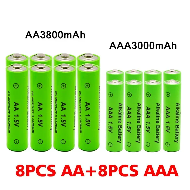 AA + AAA-Batterie Neuer 1,5-VR-Akku AA3800MAH AAA3000MAH mit Ladegerät für LED-Taschenlampen-Taschenlampen-elektronische Geräte: Rosa