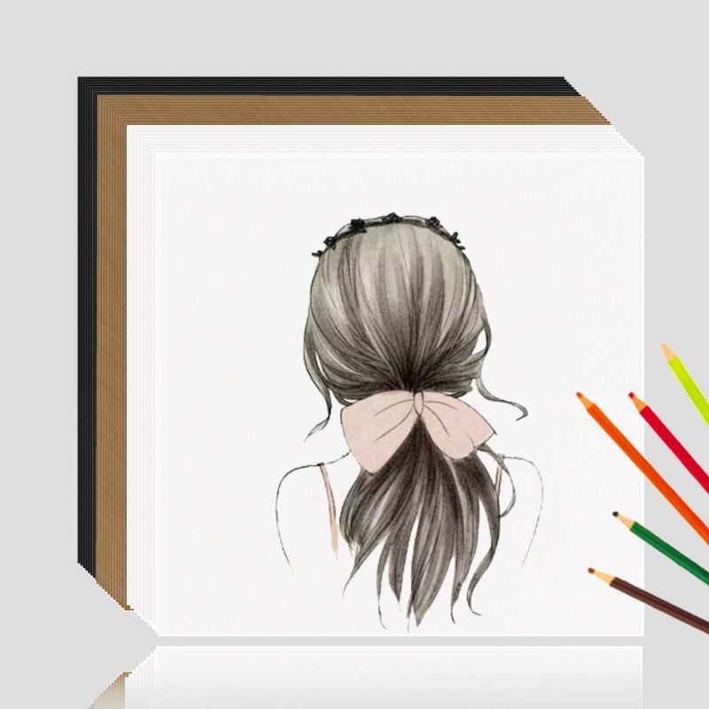Carte postale carrée vierge, papier Kraft, 250g, dessin à la main, Graffiti, bricolage, marron blanc, carte de vœux, en carton dur épais