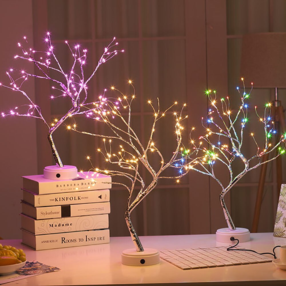 Tree Shaped LED Lamp Bonsai Style 108 Led Copper Wire DIY USB Night Light Touch Switch Control Christmas Decorative Light