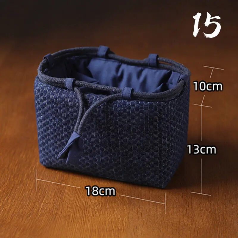 Teacup Bag Portable Travel Tea Set Storage Bag Tea Pots Four Or Six Cups Large Cloth Bag Outdoor Organizer Denim Organizer: light yellow