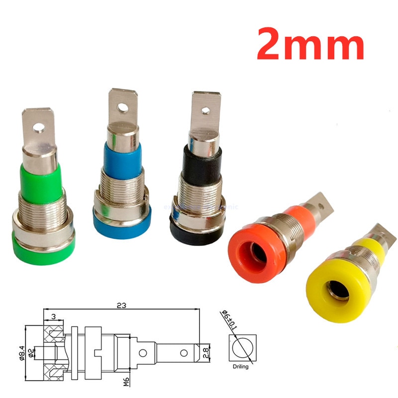 Connecteur banane femelle 2mm, 5 pièces, en laiton, pour montage sur panneau, pour fiche banane Non blindée