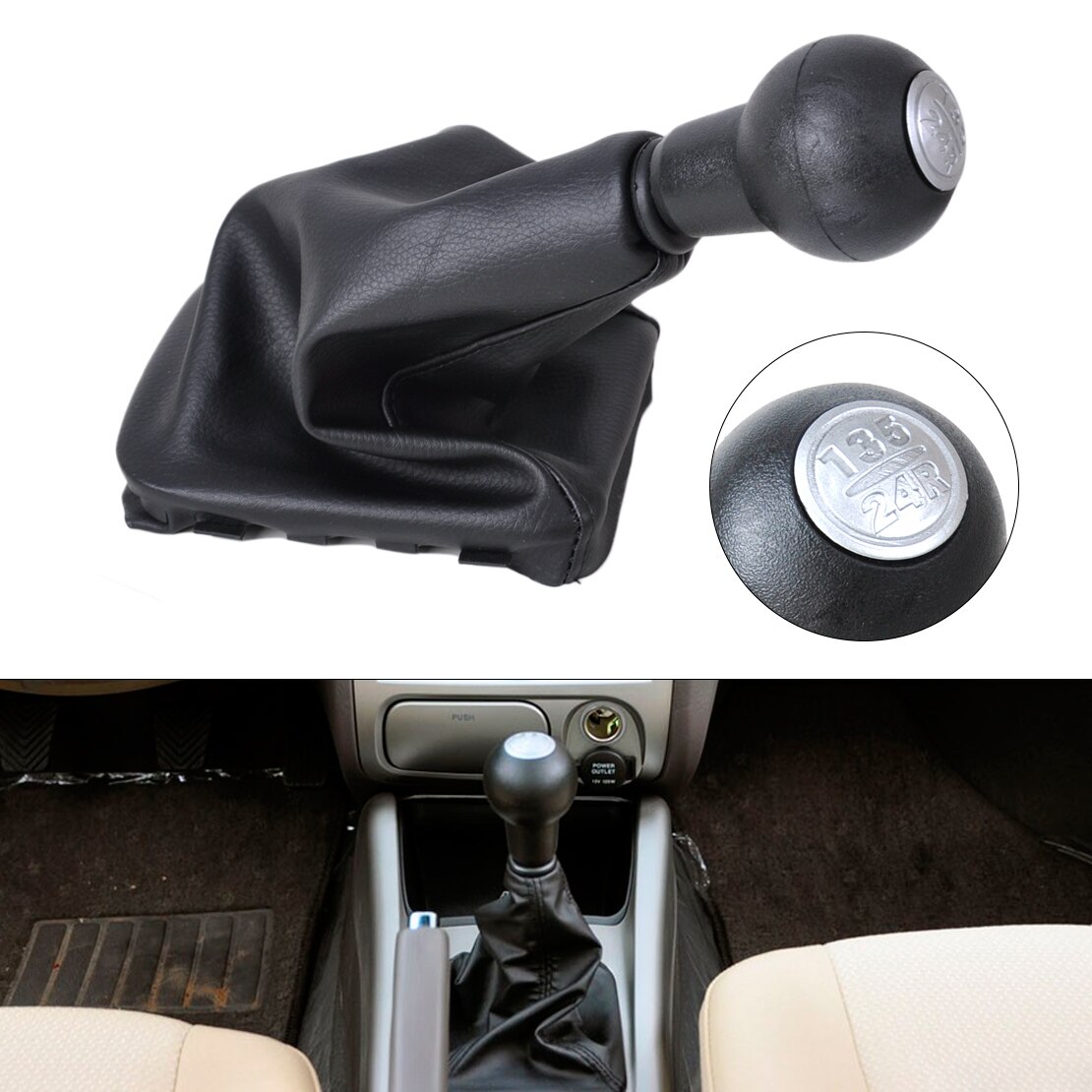 Beler Neue Getriebe Stock Schaltknauf und PU Leder Getriebe Abdeckung Gamasche passen Für Hyundai Elantra Avante XD 2002 2003