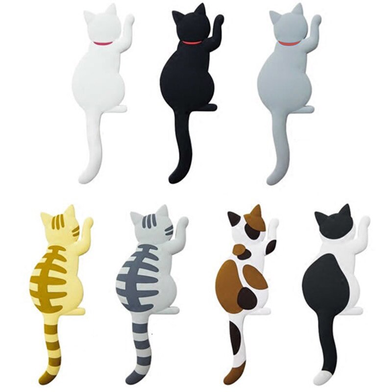 Cat Shape Magnetic Wall Mount Keys Hook Fridge Magnet Hanging Hook Door Decor B88