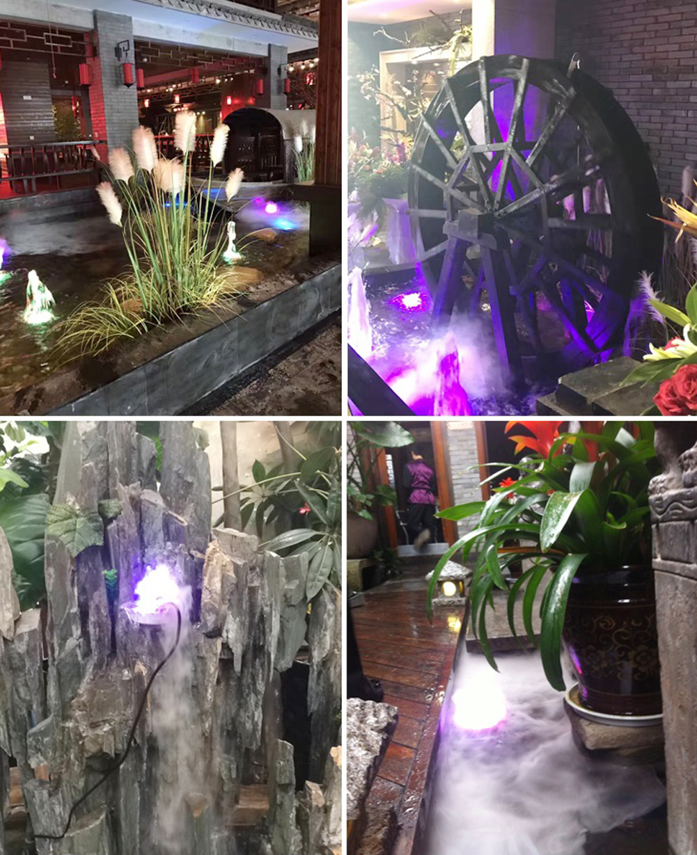 Mini aparat de ceață cu ultrasunete electric colorat, umidificator de aer cu 2 led-uri, fântână de apă, iaz, atomizoare, umidificator de aer, acvariu, decor cu 12 led-uri