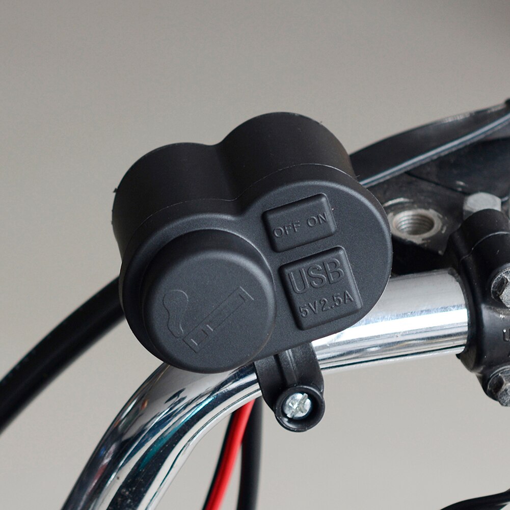Motorcycle Dual USB Ports Lighter Socket Quick Phone Charger Adapter Motorbike Charger