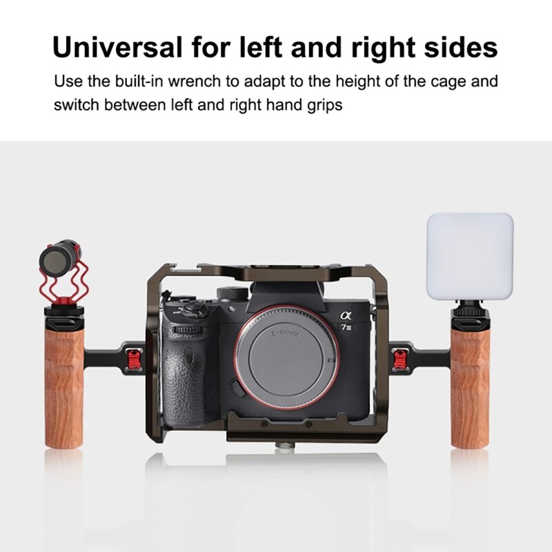 Universele Camera Houten Side Handvat Met Koud Shoe Mount Voor Camera Kooi Stabilizer 1/4 Inch Schroef