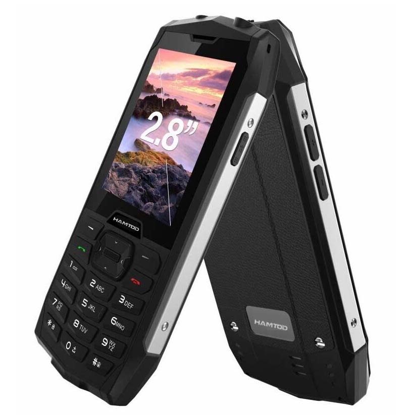 HAMTOD H3 Teléfono resistente Pantalla HD de 2,8 pulgadas Batería de cuatro núcleos 2000 mAh Cámara de 0,3 MP 4G VoLTE: Plata