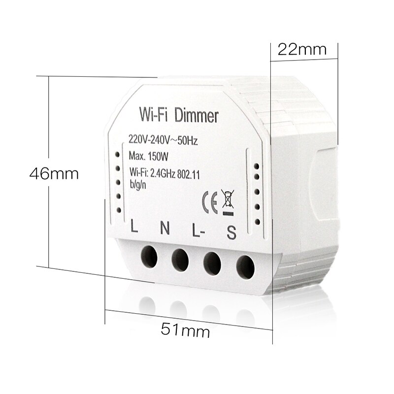 2 Way Wifi Dimmer Switch LED Smart Breaker Module Remote Control Compatible with Alexa Echo Google Home
