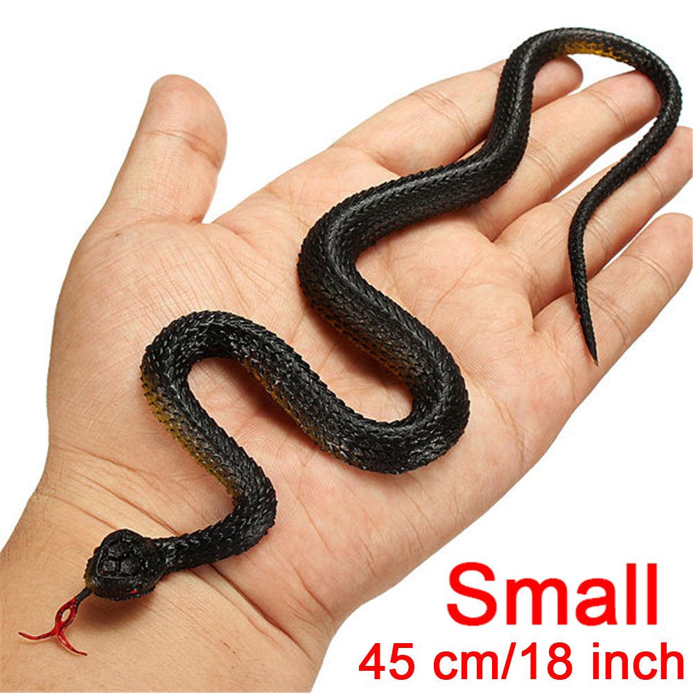 1 PC Halloween Props Novelty Funny Scary Prank Simulation Rubber Realistic Snake Black Mamba Toy Small Large Size 45cm/18"